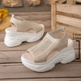 thumbnail image 5 of Women's Platform Wedge Sandals Open Toe Hollow out Mesh Slip on Casual Orthopedic Walking Shoes Lightweight Chunky Heels Beige Size 9, 5 of 7