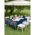 thumbnail image 4 of Outdoor Tablecloth with Umbrella Hole for Patio/Picnic/Party/Camping, Navy Blue Cute Bunnies Waterproof Table Cloth Rectangle Table Cover Washable, Farmhouse Rustic Floral Botanical (60"x 84"), 4 of 8