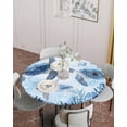 thumbnail image 4 of Ocean Life Sea Turtle Coral Starfish Fitted Round Tablecloths Elastic Edged Table Covers 36"-44",Marine Underwater Life Waterproof Dining Room Kitchen Table Cloth for Holiday Party Tables Decor, 4 of 8