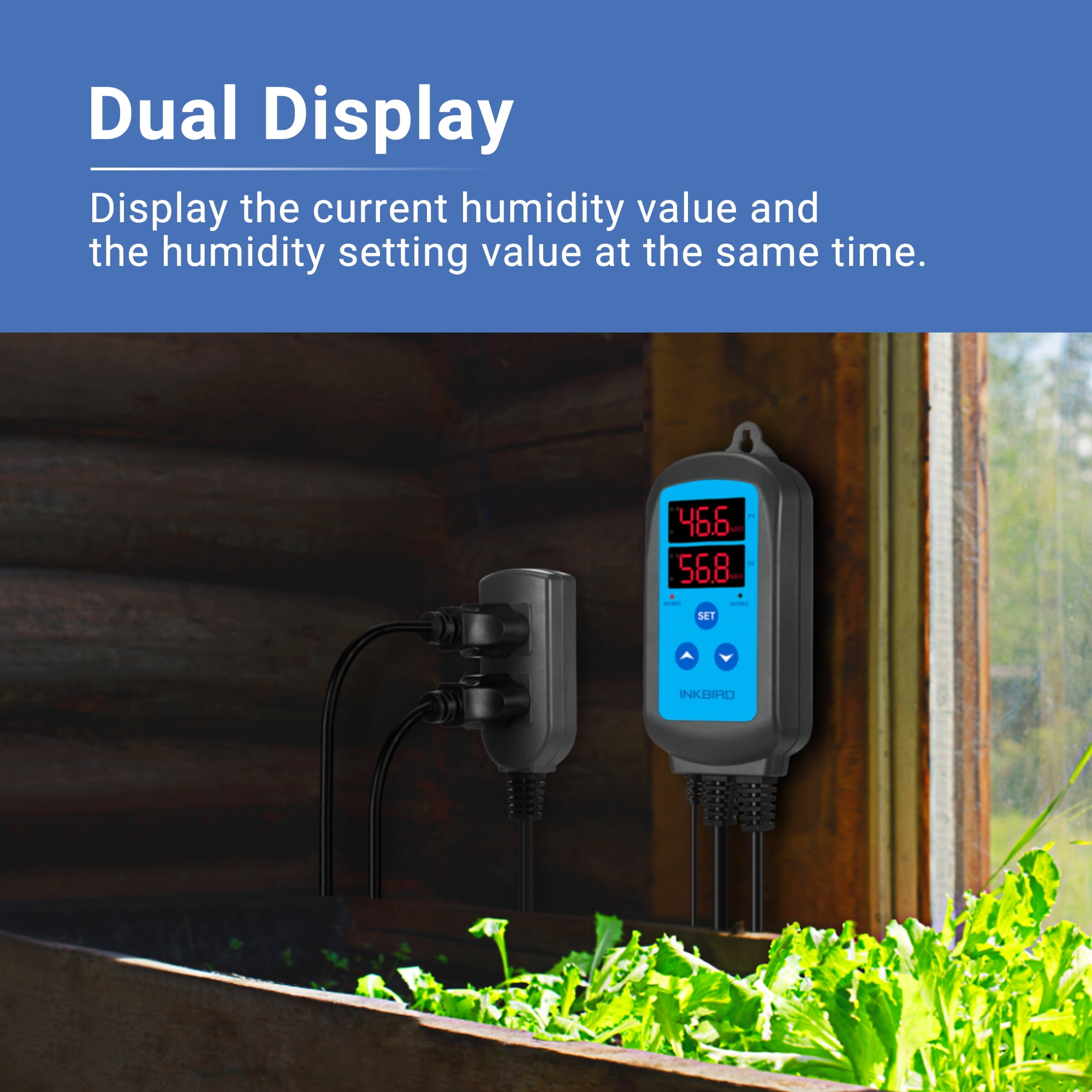 Inkbird Digital Wi-Fi Humidity Controller IHC-200 Dual Outlet Pre-Wired  Humidistat for Mushroom Growing Curing Meat Reptile Greenhouse Support