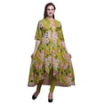 thumbnail image 1 of Bimba Feuilles Jaunes et Magnolia Floral Tenue Ethnique Indienne pour Femmes Anarkali Kurti Imprimée Robe Asymétrique-Xx-Grand, 1 of 5