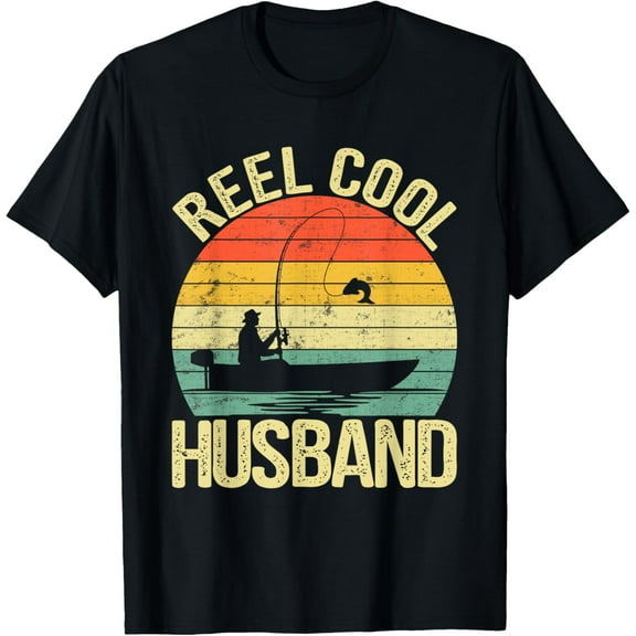 Reel Cool Husband Fishing Gifts For Father's Day Fisherman T-ShirtMen and women, Black T-shirt, size: Extra large