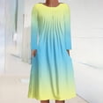 thumbnail image 2 of Summer Savings Clearance 2024! TAGOLD Womens Dress,Women's Casual Round Neck Long Sleeve Folding Floral Printed Dresses, 2 of 5