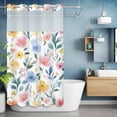thumbnail image 6 of Spring Floral No Hooks Shower Curtain with Snap-in Liner Colorful Flower Watercolor Rustic Farmhouse Romantic Shower Curtains for Bathroom, Waterproof, Easy Install, Washable 54"x78", 6 of 9