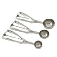 thumbnail image 1 of Zhuge Juego de cucharas para helado, 3 piezas de acero inoxidable, incluye gatillos para cucharas de helado de tamaño grande, mediano y pequeño, cuchara para melón (cuchara para galletas), 1 of 4