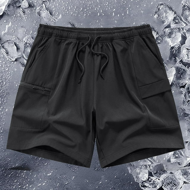 pstuiky Pantalones cortos para hombre, Pantalones cortos cargo elásticos para hombre, informales, con cordón ajustable, clásicos, de verano, con múltiples bolsillos