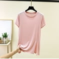 thumbnail image 2 of Hurxie Womens Oversized Tshirts Summer Casual Short Sleeve Crew Neck T Shirt Loose Fit Side Slit Tee Tops Pink,XL, 2 of 8