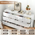 thumbnail image 4 of Blotout Black Malm Dresser for Bedroom, 63" Long Dresser Full High Gloss Dresser with 8 Drawers, Large Wood Chest of Drawer Handle Free, Dresser for Bedroom, Living Room, Entryway, Hallway, White, 4 of 7