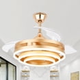 thumbnail image 3 of 45W Retractable Ceiling Fan with Remote Control and Dimmable Light Kit, 42 inches  6-Speed DIY-Shape Gold Ceiling Fan, 3 of 11