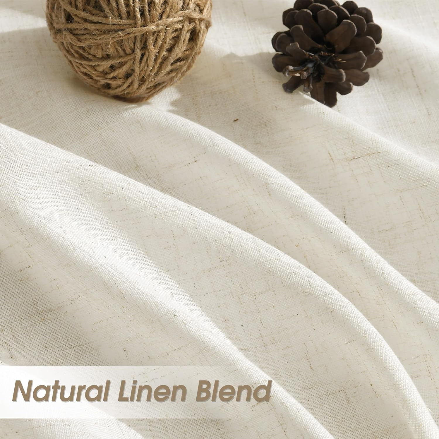 Linen Curtains 96 Inches Long for Living Room 2 Panels Back Tab Modern Farmhouse Light Filtering Soft Linen Draperies Privacy Boho Long Curtains for Bedroom Dining Ivory Cream W52 x L96