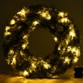 thumbnail image 3 of Gymax 24" Artificial Snow Flocked Christmas Wreath Pre-Lit Pine Tree w/ 50 LED Lights Timer, 3 of 10