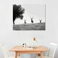thumbnail image 2 of ARISTURING  Black and White Deer Family Photo Canvas Wall Art, 2 of 4