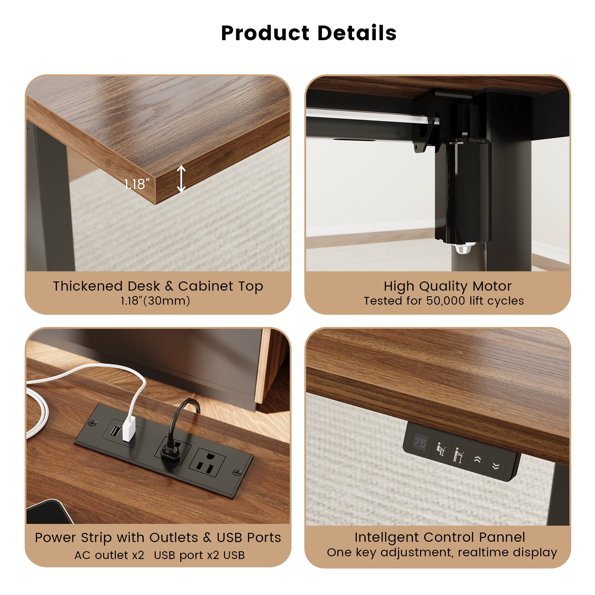 ModernMate 67" L Shaped Standing Desk with File Cabinets, AC/USB, Electric Adjustable Height Executive Desk, Office Computer Desk for Home and Office