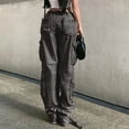 thumbnail image 4 of Yuzhih Womens Cargo Pants Fashion Low Waist Casual Streetwear Lightweight Baggy Jogger Cargo Trousers, 4 of 7