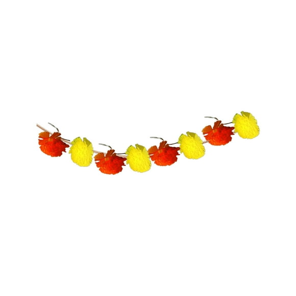 Leodye 1 Pack Lighted Marigold Garland Total Led Artificial Marigold Flowers String Lights for Day of the Dead Decorations Halloween Diwali Party Decor-59.06×1.97×1.97IN