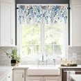 thumbnail image 3 of Spring Summer Curtain Valance and Tier Curtain Set 3PCS Rod Pocket Pastoral Colorful Eucalyptus Leaves and Flowers Blue Valances for Windows Kitchen Cafe Valance Curtains 24 Inch Length Tier Valance, 3 of 6