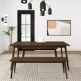 thumbnail image 2 of Plank+Beam 72" Mid-century Modern Solid Wood Dining Table Set with 2 Benches, Walnut, 2 of 7