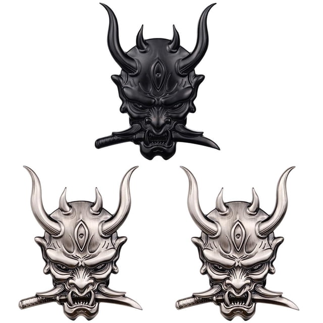 Japonés Pegatina,japonés Oni Samurai Devil pegatinas coches,máscaras Death Pegatina, samurai japones calcas personalizadas Vehiculo,Cráneo 3D Metal