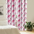 thumbnail image 2 of Ambesonne Floral Curtains, Watercolor Poppy Romance, Pair of 28"x95", Magenta Pink Grey, 2 of 5