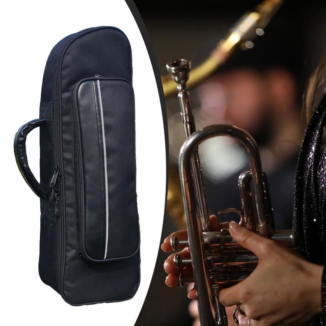 Bolsa de tela Oxford para trompeta, funda para instrumentos musicales, resistente, protectora, impermeable, para profesionales, sordinas y partituras.