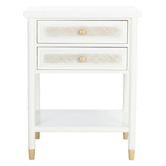 SAFAVIEH Ahab Amish White/Gold Rectangle Wood Storage End Table (20.5 in. W x 18 in. D x 26.5 in. H)