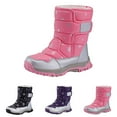thumbnail image 4 of Otqutp Children Round Toe Shoes&nbsp;Girls Boys Snow Boots Outdoor Warm Comfortable Non Slip Mid Calf Padded Small Big Kids Winter Shoes(Pink,5.5-6 Years), 4 of 7