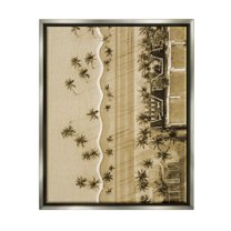 Stupell Industries Tropical Aerial View Landscape Photography Gray Floater Framed Canvas Art Print Wall Art, 25 x 31