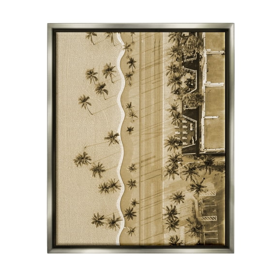 Stupell Industries Tropical Aerial View Landscape Photography Gray Floater Framed Canvas Art Print Wall Art, 25 x 31