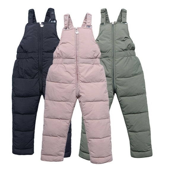 Esaierr Toddler Baby Boys Girls Down Jumpsuit Boys Girls Snow Pants Winter Sleeveless Jumpsuit Zip Snow Pants for 9M-6Y