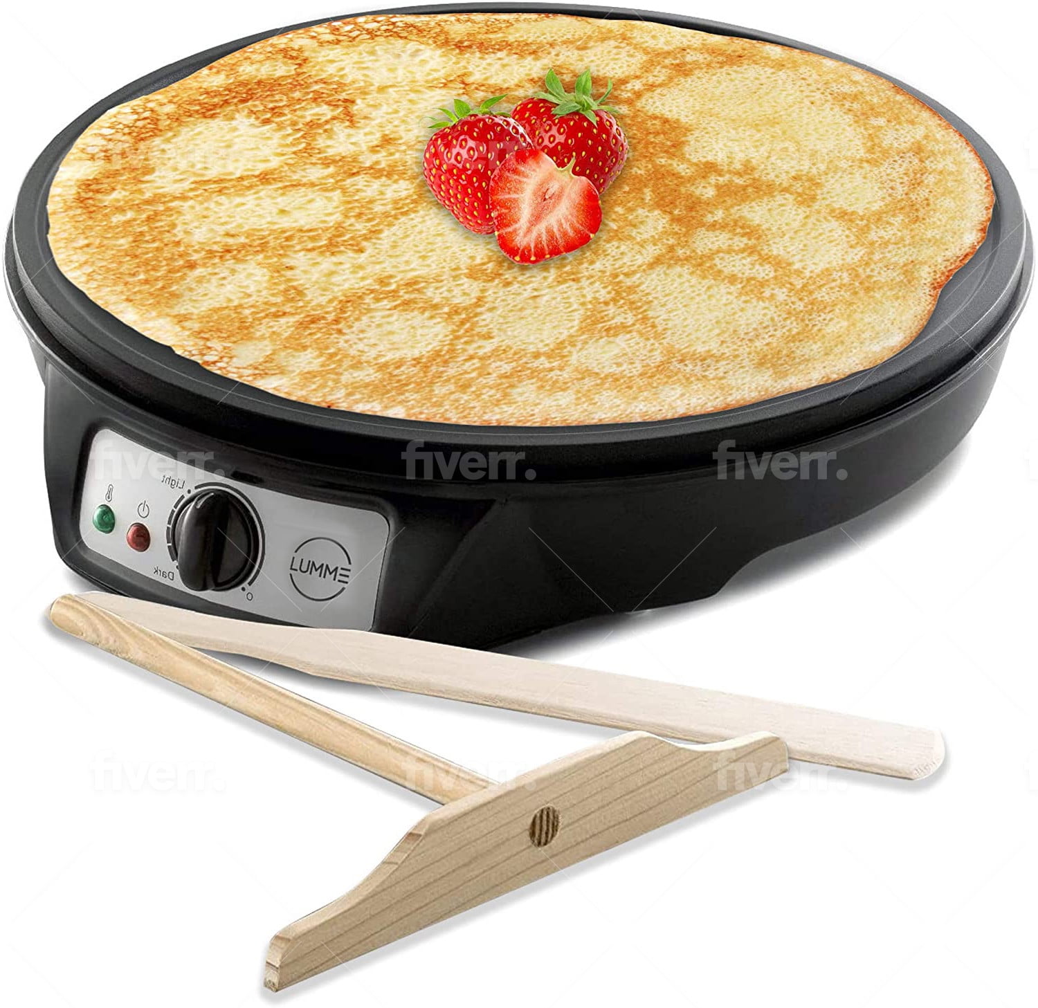 Pancake Maker Crepe Maker Machine Electric Non-Stick Cooker with Accessories & Adjustable Temperature Control 600W,Pink 