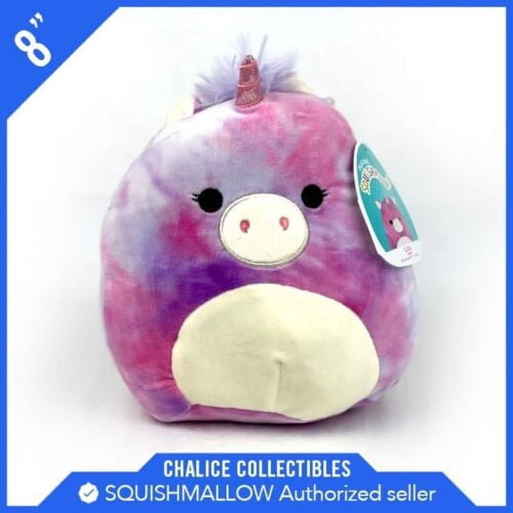 Squishmallows Kellytoy Plush Animal Lola the Tie Dye Unicorn 8" NWT