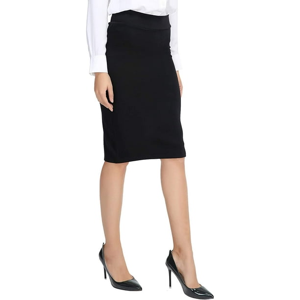 Women's Elastic Waist Stretch Bodycon Midi Pencil Skirt - Walmart.com