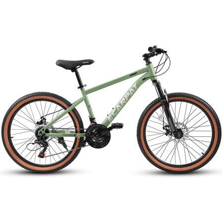 Ecarpat Mountain Bike 24 Inch Wheels, 21-Speed Mens Womens Trail Commuter City Mountain Bike,High Carbon Steel Frame Disc Brakes Thumb Shifter Front Fork Bicycles