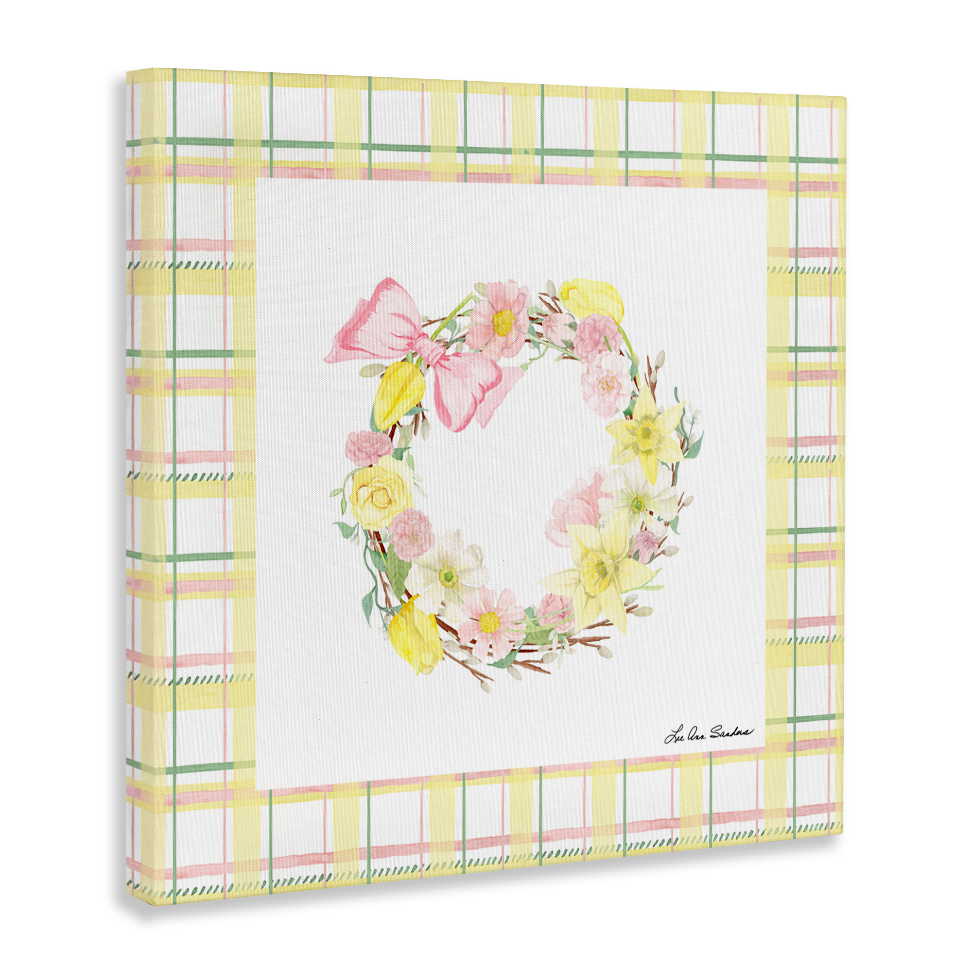 Wreath in Spring Pastels Canvas Wall Art, design by Lee Ann Sanders