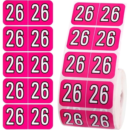 500 count 2026 Year Stickers, 3/4x1-1/2 Inch File Folder Labels 26 Year Colored Self-Adhesive Chart Number Stickers for Tab File Folders Office Supplies (Rose Red)