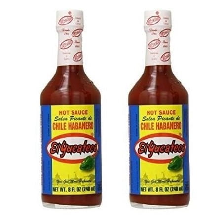 El Yucateco Chile Habanero Hot Sauce Bottle Red, 8 Ounce (Pack of 2)
