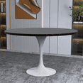 thumbnail image 3 of LeisureMod Verve Mid-Century Modern 48" Round Dining Table with MDF Top and White Steel Pedestal Base for Dining Room and Kitchen, Black, 3 of 10