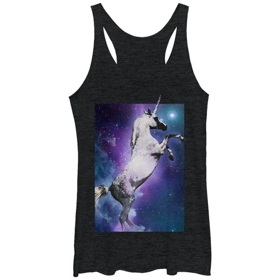 Women's Lost Gods Space Unicorn  Racerback Tank Top Black Heather X Large