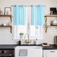 thumbnail image 2 of 2 Panels Kitchen Tier Curtains 39 Inch Length, Aqua White Stripe Grommets Window Treatment Curtain, Modern Rustic Vertical Striped Thermal Curtains Drapes for Living Room/Bathroom, 2 of 9