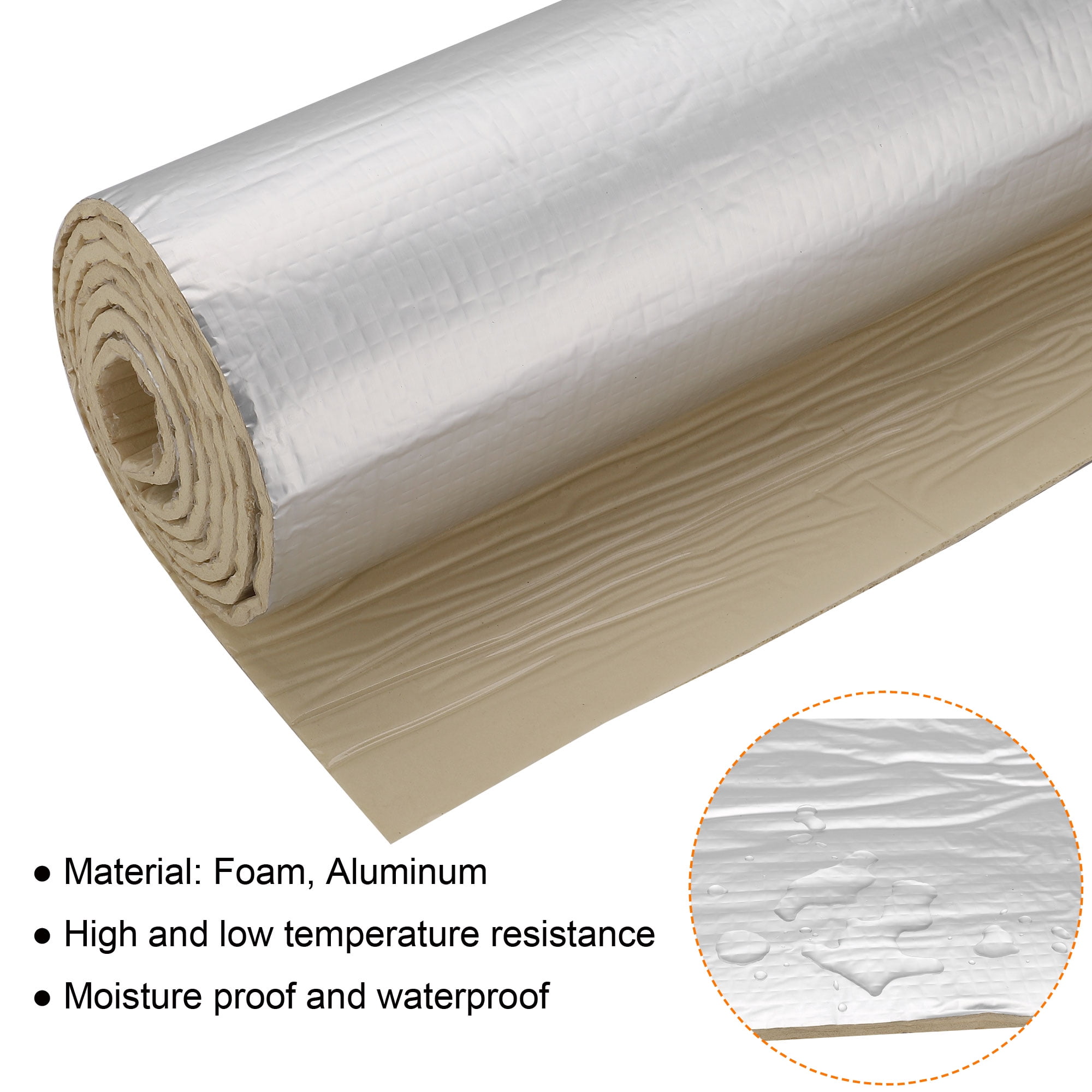 uxcell Insulation Sheet, 1mx0.5mx5mm Self-Adhesive Embossed Aluminum Foil  Waterproof Heat Resistant Thermal Barrier, for Roof Wall HVAC Duct Pipe