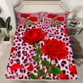 thumbnail image 2 of Homewish Boys Girls Animal Cheetah Print 4 Pieces Queen Sheet Sets,Floral Wildlife Leopard Ultra Soft Flat Sheet,Chic Floral Red Rose Queen Fitted Sheet,Microfiber Bedroom Decor, 2 of 7