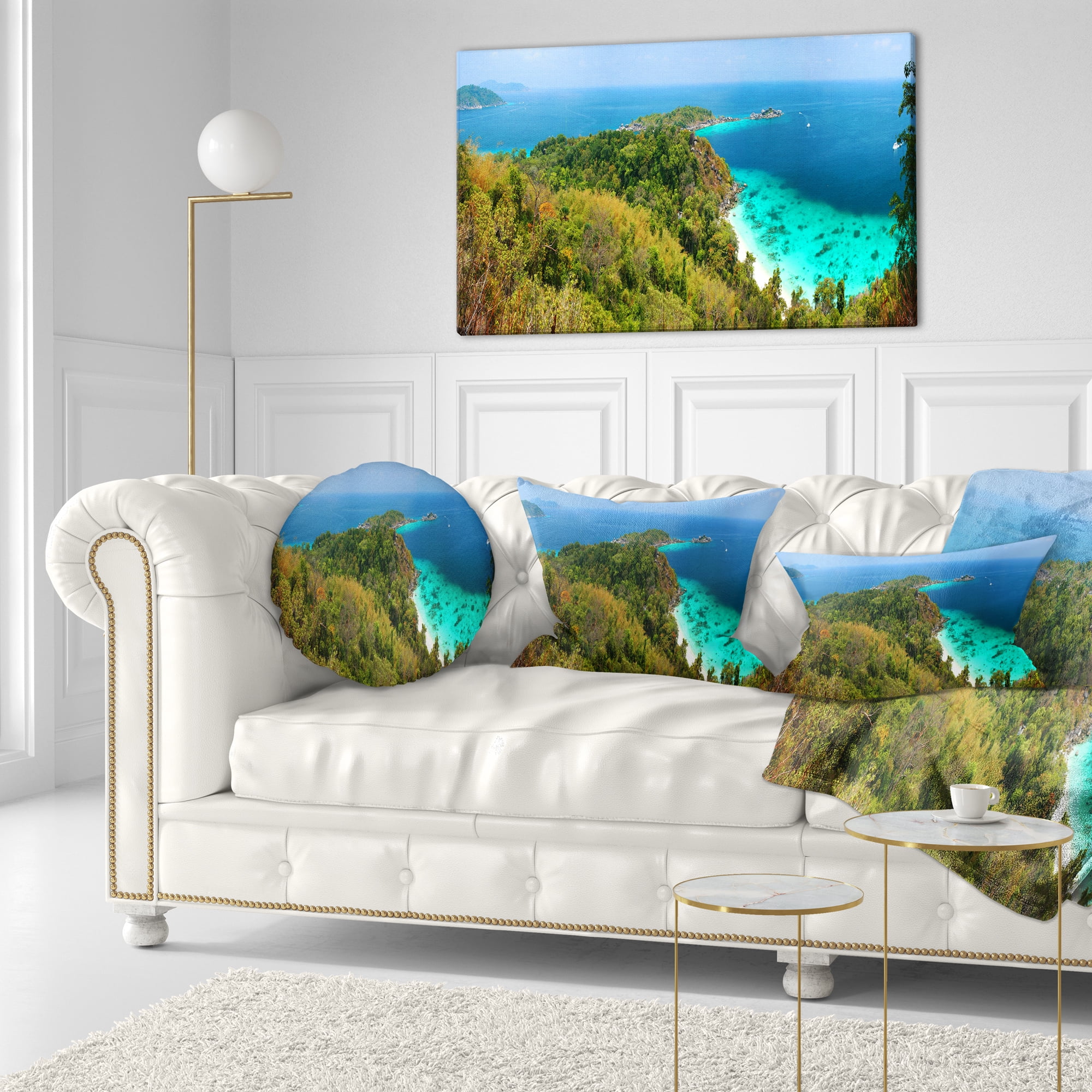 Designart Similan Islands Paradise Bay - Modern Seascape Throw Pillow - 12x20