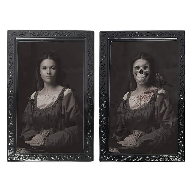 Scary Halloween Decoration,Indoor Home Wall Decor 3D Changing Moving Picture Frame For Halloween House Decor