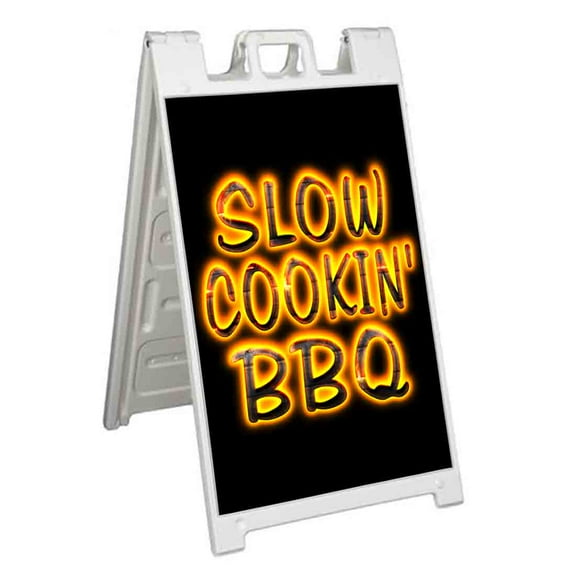 Slow Cookin' BBQ (24" X 36") Standard A-Frame Signicade, Includes Decal Applied To Stand