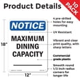 thumbnail image 2 of Maximum Dining Capacity ____ OSHA Notice Rigid Plastic Sign 18 Inch x 12 Inch - 10 Pack, 2 of 8