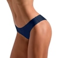 thumbnail image 2 of Jalioing Women's Plus Size Satin Traceless Panties Ice-Slik Briefs Low Waist Breathable Seamless Underwear (Medium, Dark Blue), 2 of 3