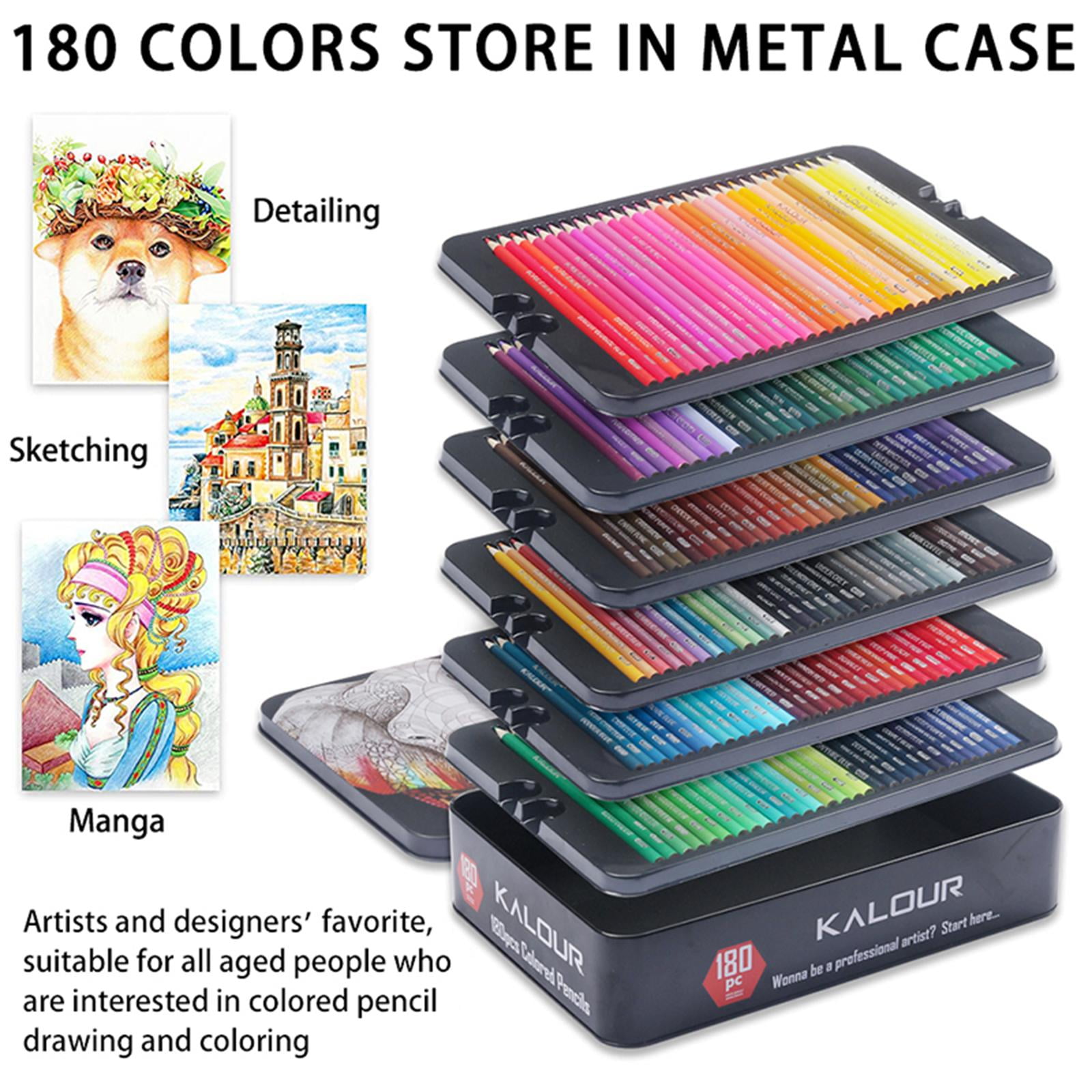 GUOOL Colouring Pencils, Professional Colours , Soft , HB for Drawing, Sketching, Shading & Coloring, Vibrant Coloured Pencils for Adults Artists , 180 Colored, 3.3mm