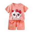 thumbnail image 3 of Hiijoy Kids Outfits Girls Summer Cartoon Print Short Sleeve T-Shirt Shorts Set, Sizes 5-6Y, 3 of 3