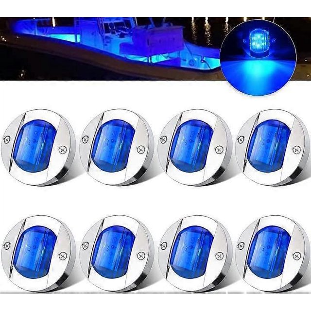 luces LED de posición lateral azules de 12 V CC, 6 luces de navegación, impermeables, para barcos, yates, luces de popa, ancla, lámpara de cortesía con cromo