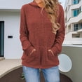 thumbnail image 6 of Women Knitted Sweater Hooded Long Sleeve Loose Fit Ribbed Knitting Pullover Tops with Pockets Casual Solid Color Autumn Knitwear, 6 of 7